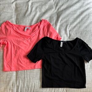 H&M Divied Pink and Black Crop Tops XS NEVER WORN